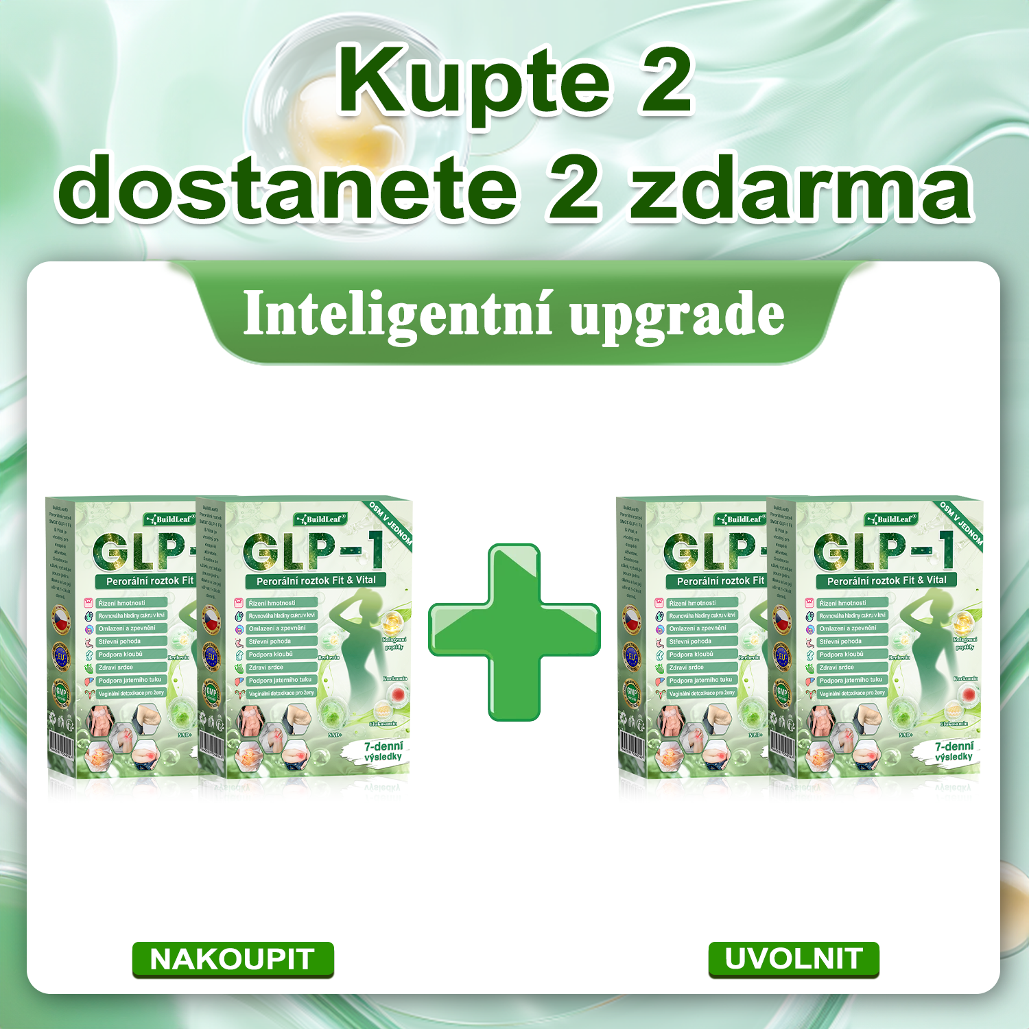 🍐BuildLeaf® GLP-1 8-v-1 Fit & Vital Řešení ✅ Obezita, kardiovaskulární zdraví, cukrovka, spánková apnoe, zdraví střev, problémy se klouby a další.